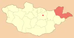 Dornods beliggenhed i Mongoliet