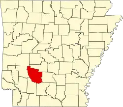 Kort over Arkansas med Clark County markeret