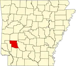 Kort over Arkansas med Pike County markeret