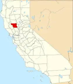 Kort over California med Colusa County markeret