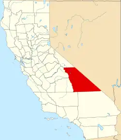 Kort over California med Inyo County markeret