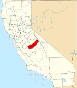 Kort over California med Madera County markeret