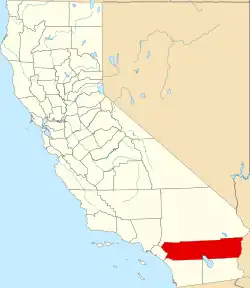 Kort over California med Riverside County markeret