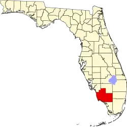 Kort over Florida med Collier County markeret