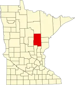 Kort over Minnesota med Aitkin County markeret
