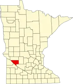 Kort over Minnesota med Chippewa County markeret