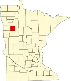 Kort over Minnesota med Mahnomen County markeret