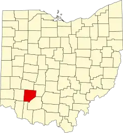 Kort over Ohio med Clinton County markeret