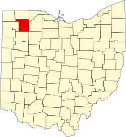 Kort over Ohio med Henry County markeret