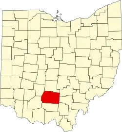 Kort over Ohio med Ross County markeret