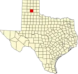 Kort over Texas med Armstrong County markeret