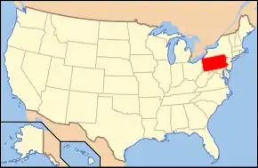 Pennsylvanias beliggenhed i USA