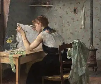 I vindskammaren'På loftsværelset', 1889. Søsteren Hilda i Marias lejlighed i Paris