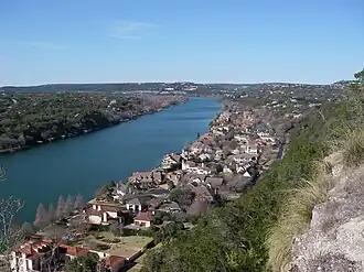 Lake Austin er en del af Colorado River, her set fra Mount Bonnell