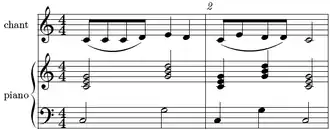 Første to takter af en traditionel børnesang.