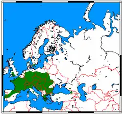 Udbredelse vist med grøn