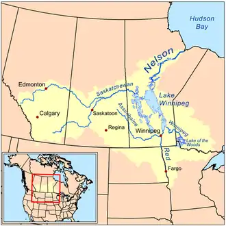 Map of the Nelson River drainage basin