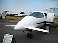 Closeup af Piaggio P.180 Avantis canardvinger