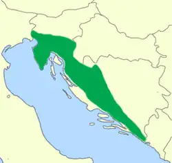 Udbredelse af Hulepadde langs den østlige Adriaterhavskyst