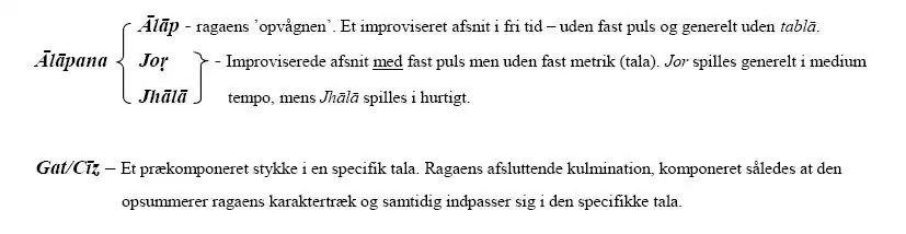 En overordnet skitsering af ragaens generelle opførelsesform