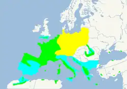 Den omtrentlige udbredelse
Sommer Vinter Hele året