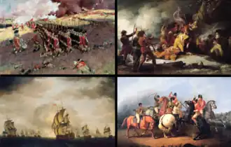 Collage af begivenheder fra den amerikanske uafhængighedskrig