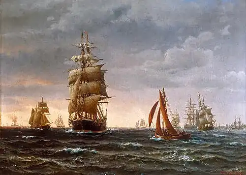 Skibe på oprørt hav, 1850