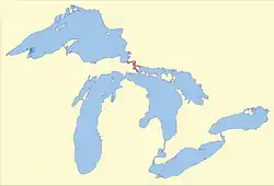 St. Marys River forbinder Lake Superior og Lake Huron i Great Lakes-systemet