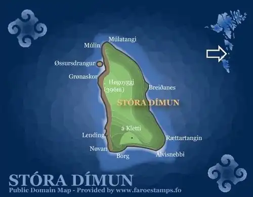 Kort over Stóra Dímun