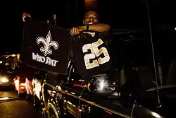 Glade Saints-fans fejrer sejren i New Orleans' gader