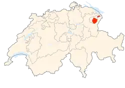 Kort som viser hvor i Schweiz Appenzell Innerrhoden ligger