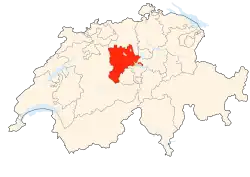 Kort som viser hvor i Schweiz Luzern ligger