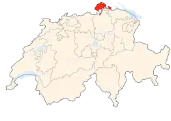 Kort som viser hvor i Schweiz Schaffhausen ligger