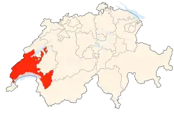 Kort som viser hvor i Schweiz Vaud ligger