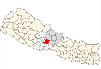 Syangja District i Gandaki Zone (grå) i Western Development Region (grå + lysegrå)