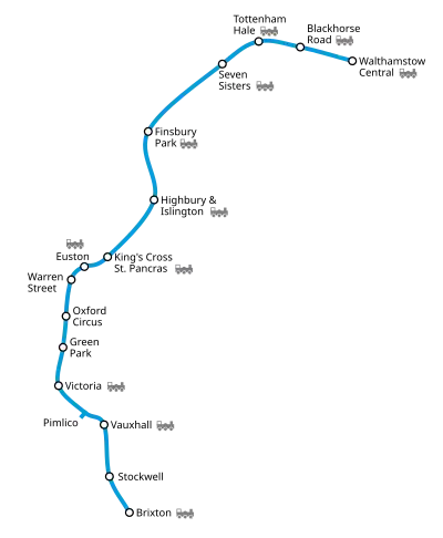 Geografisk layout for Victoria line