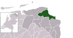 Highlighted position of Eemsdelta in a municipal map of Groningen